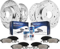 Front and Rear Drilled & Slotted Rotors Brake Pads 10pc Set V6504