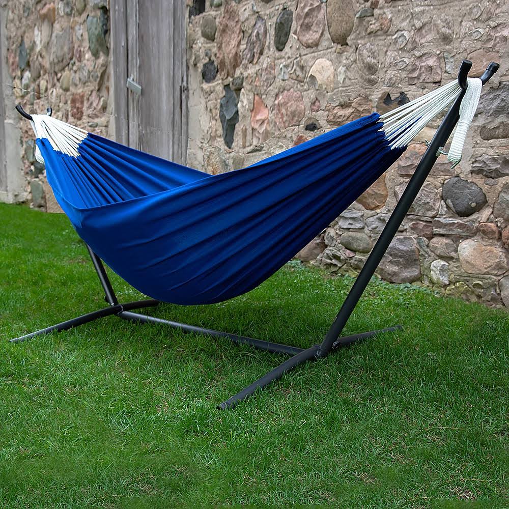 Royal Blue Polyester Hammock with Stand Q62954