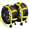 2 Pcs Car Tow Strap Dolly Basket with Flat Hooks 17"-21" Wheel Straps Auto Tire Dolly Wheel Net M53851