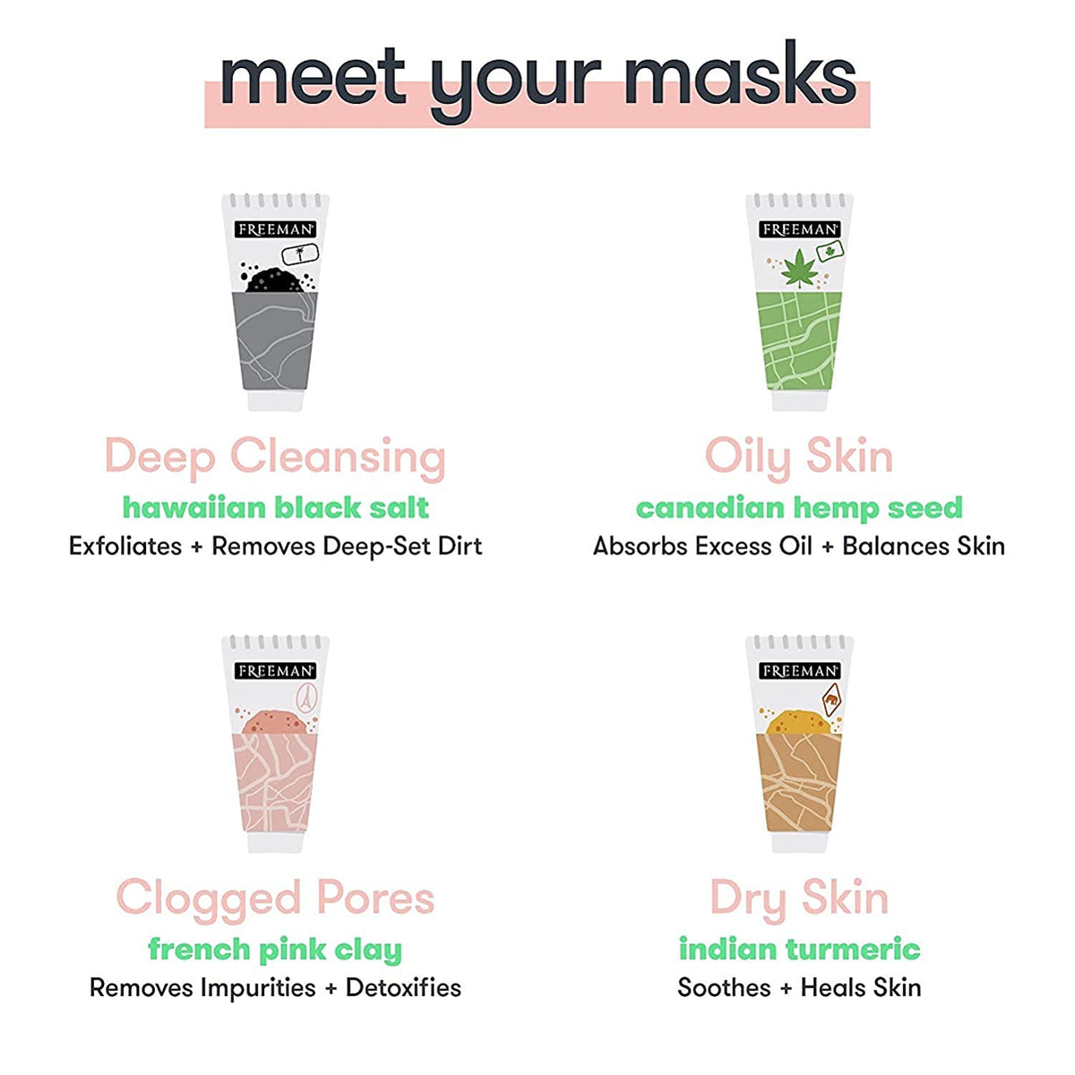 Face Mask Variety Set, 4pk Tubes P194