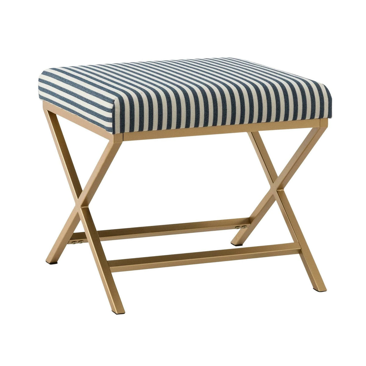 Navy Striped Square Ottoman N7401