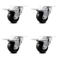 Phenolic Swivel Caster Set of 4 with 3x22 Wheel and Total Lock Brake G71362