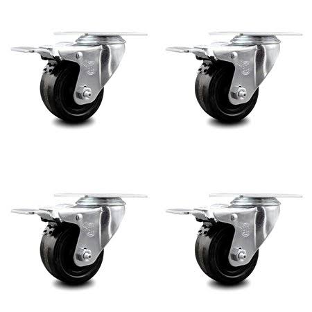 Phenolic Swivel Caster Set of 4 with 3x22 Wheel and Total Lock Brake G71362