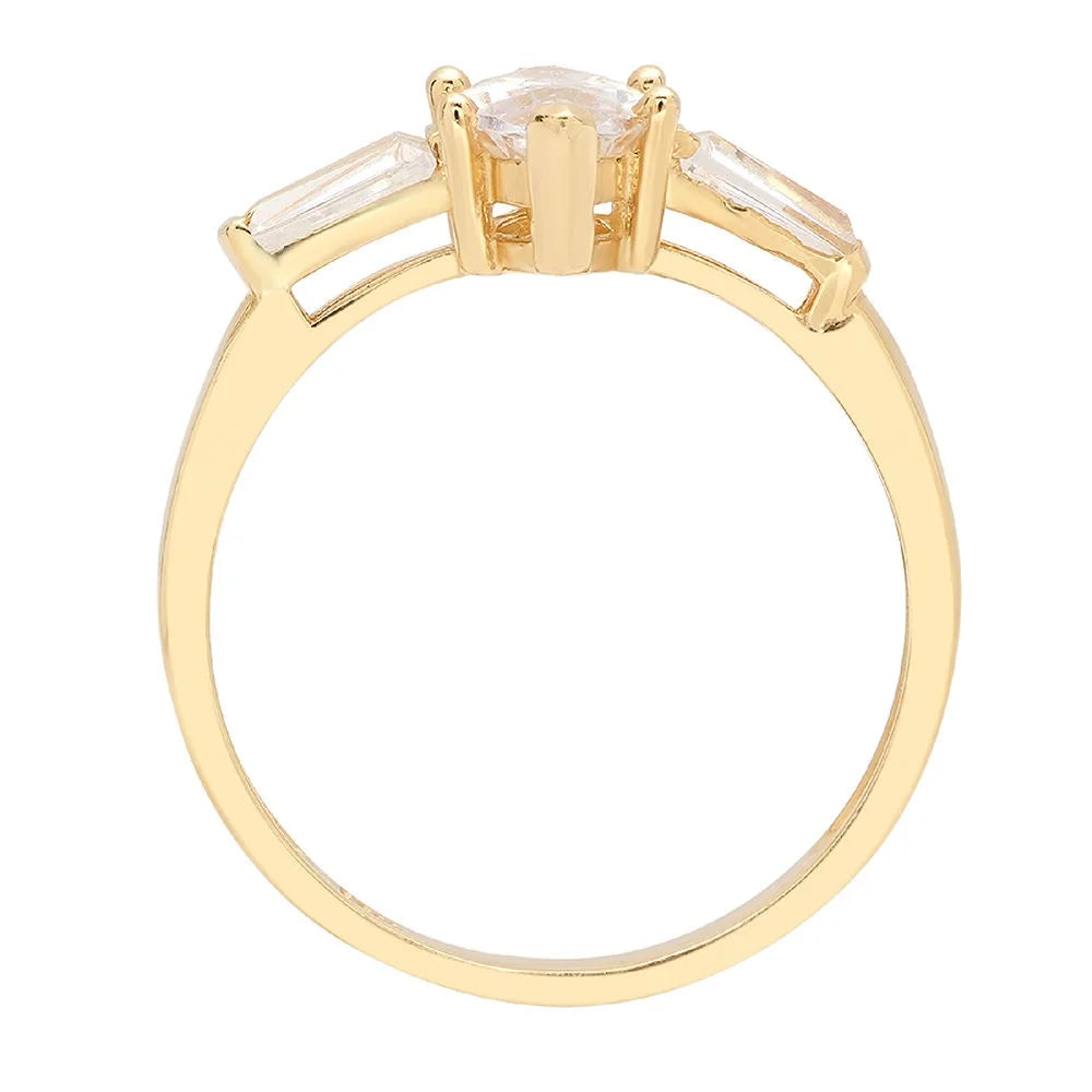 18k Yellow Gold 3 stone Moissanite Ring Size 9.25 R11855
