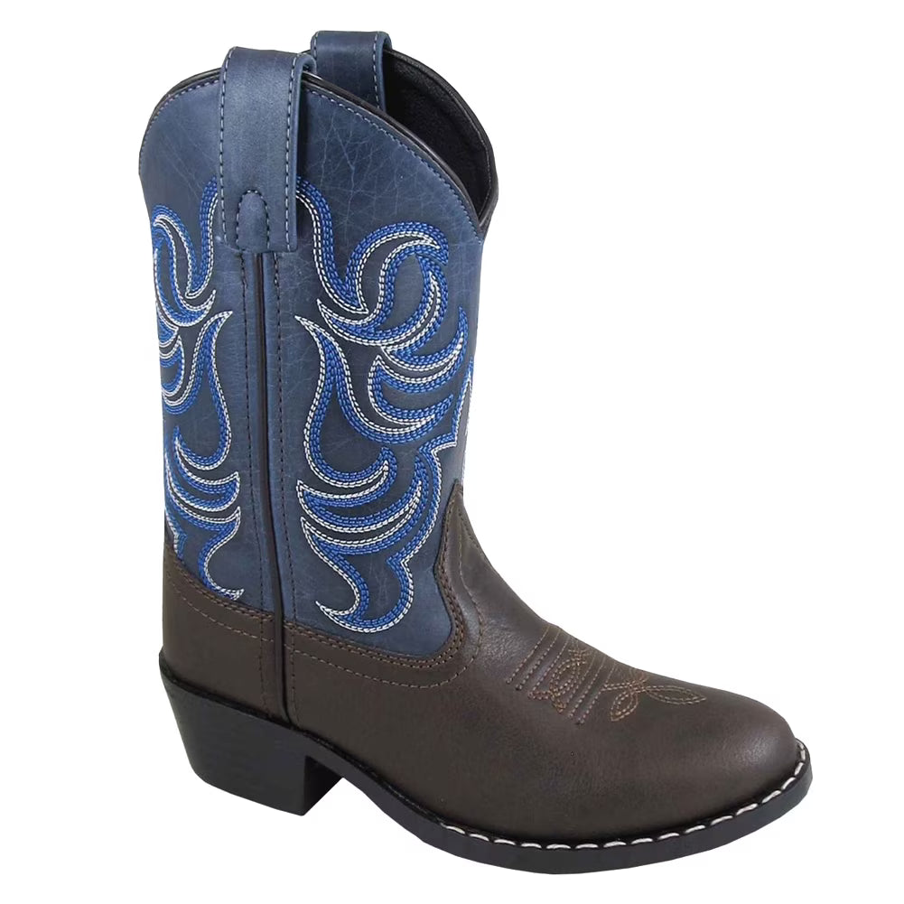 Brown/Navy Kids Western Boots P711