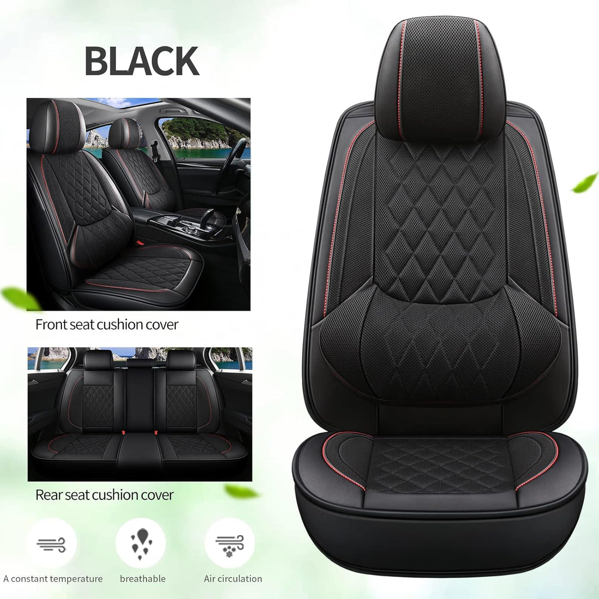 Beige Breathable Mesh Car Seat Cover 2 PCS Front Seat Y536090