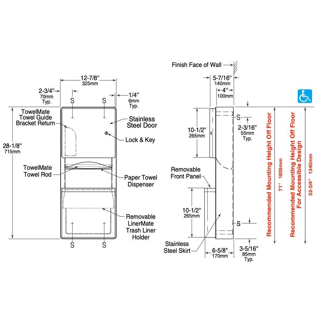 Surface-mounted Paper Towel Dispenser/Waste Receptacle Z9848