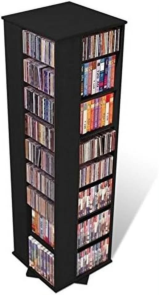 Black 4 Sided CD DVD Spinning Media Storage Tower V421949