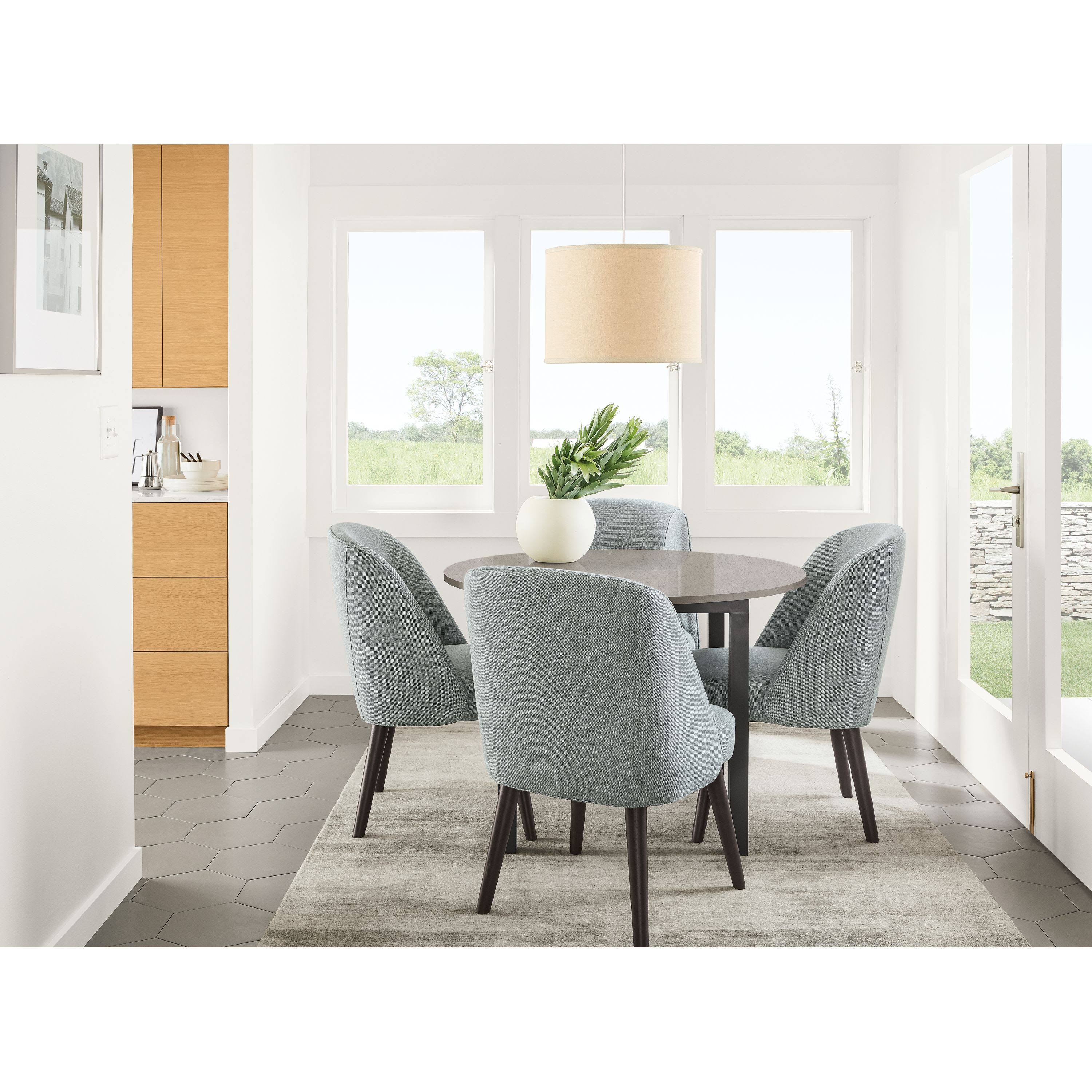 Modern Cora Side Chair in Declan Olive with Charcoal Legs Green Performance Fabric B897106