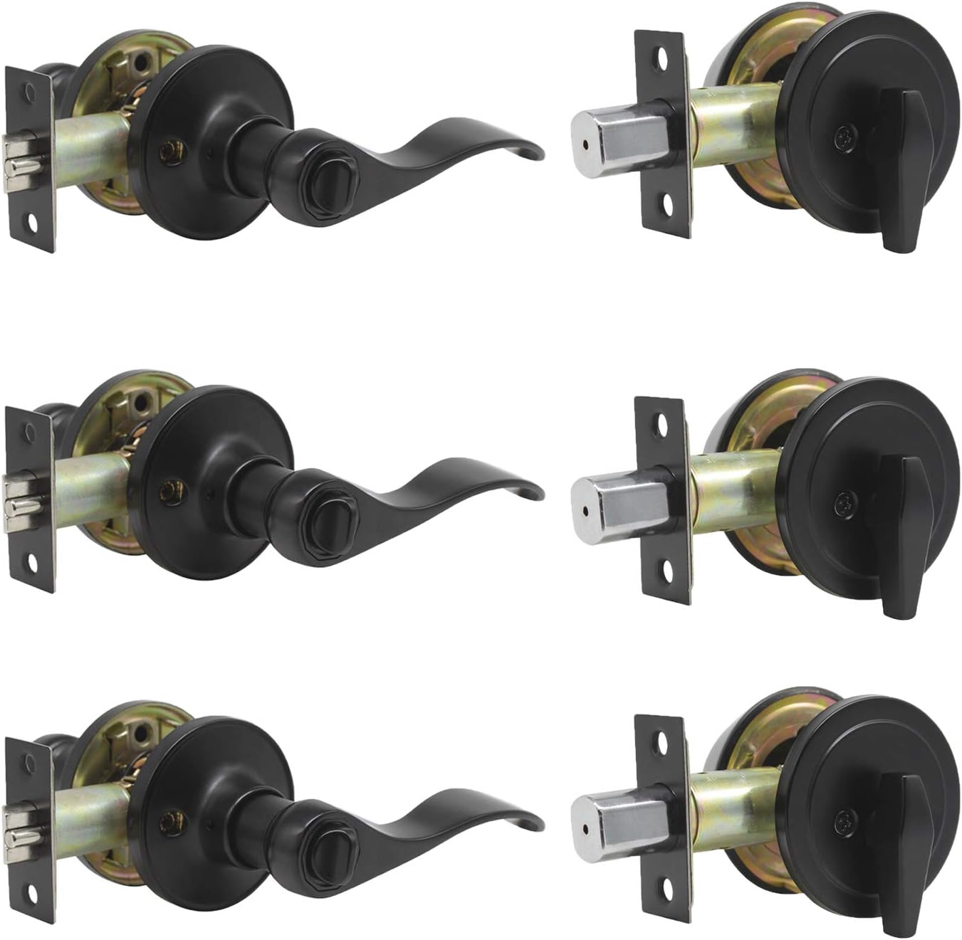 Oil Rubbed Bronze Exterior Entry Lever and Single Cylinder Deadbolt Combo Pack, Keyed Alike Lockset Handleset P274