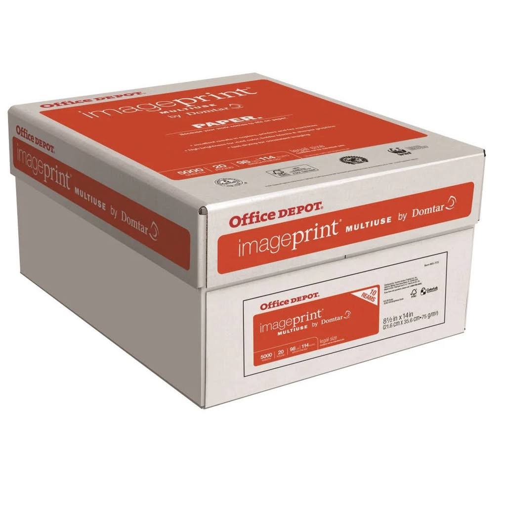 8 1/2in x 14in 20 lb White Multiuse Paper, 500 Sheets per Ream, Case of 10 Ream I72283