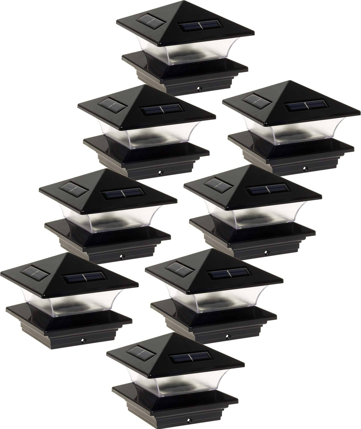 8 Pack Black Solar LED Post Cap Light for 4 x 4 Wood Posts L3149