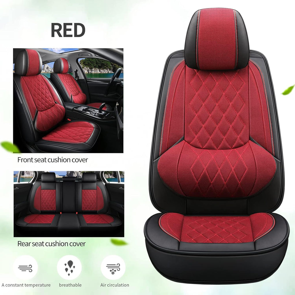 Beige Breathable Mesh Car Seat Cover 2 PCS Front Seat Y536090