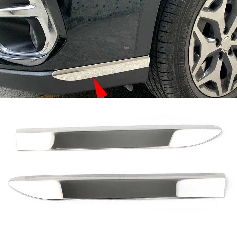 2Pcs Chrome Car Front Bumper Corner Protector Molding Cover Trim A3226