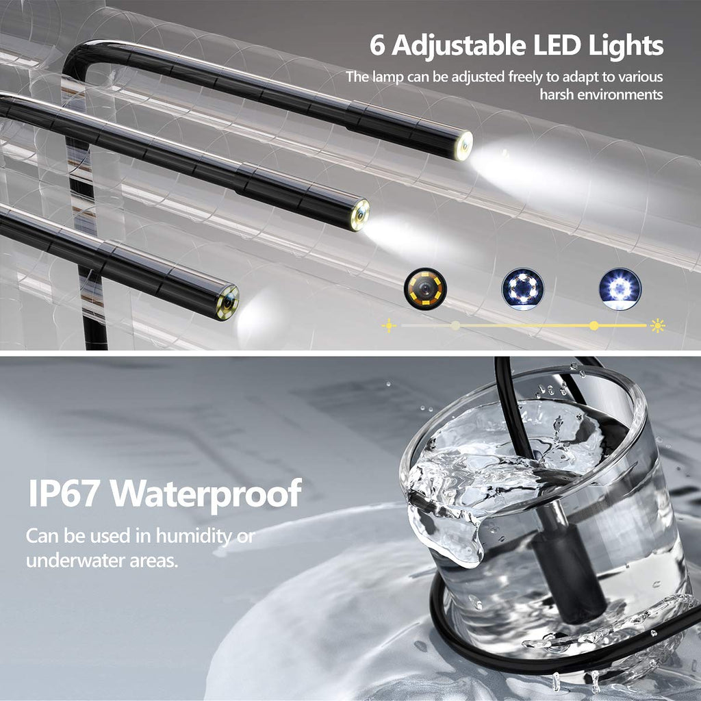IP67 Waterproof Sewer Inspection Camera with 16.5FT Semi-Rigid Cable I354857