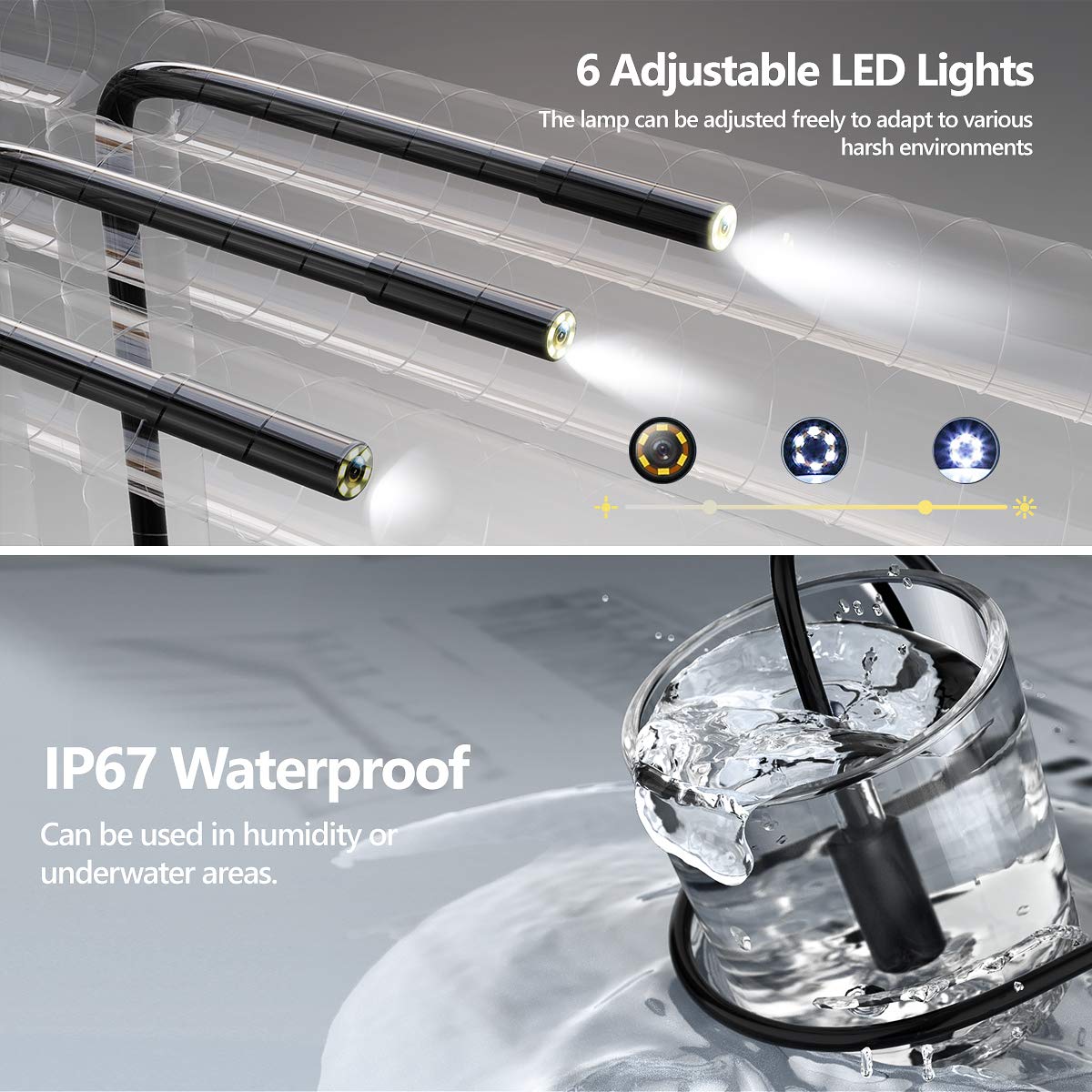 IP67 Waterproof Sewer Inspection Camera with 16.5FT Semi-Rigid Cable I354857