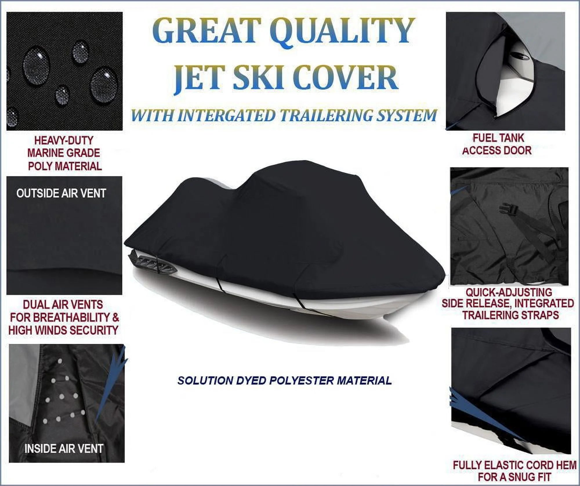 Black 600 Denier JetSki Cover G5084