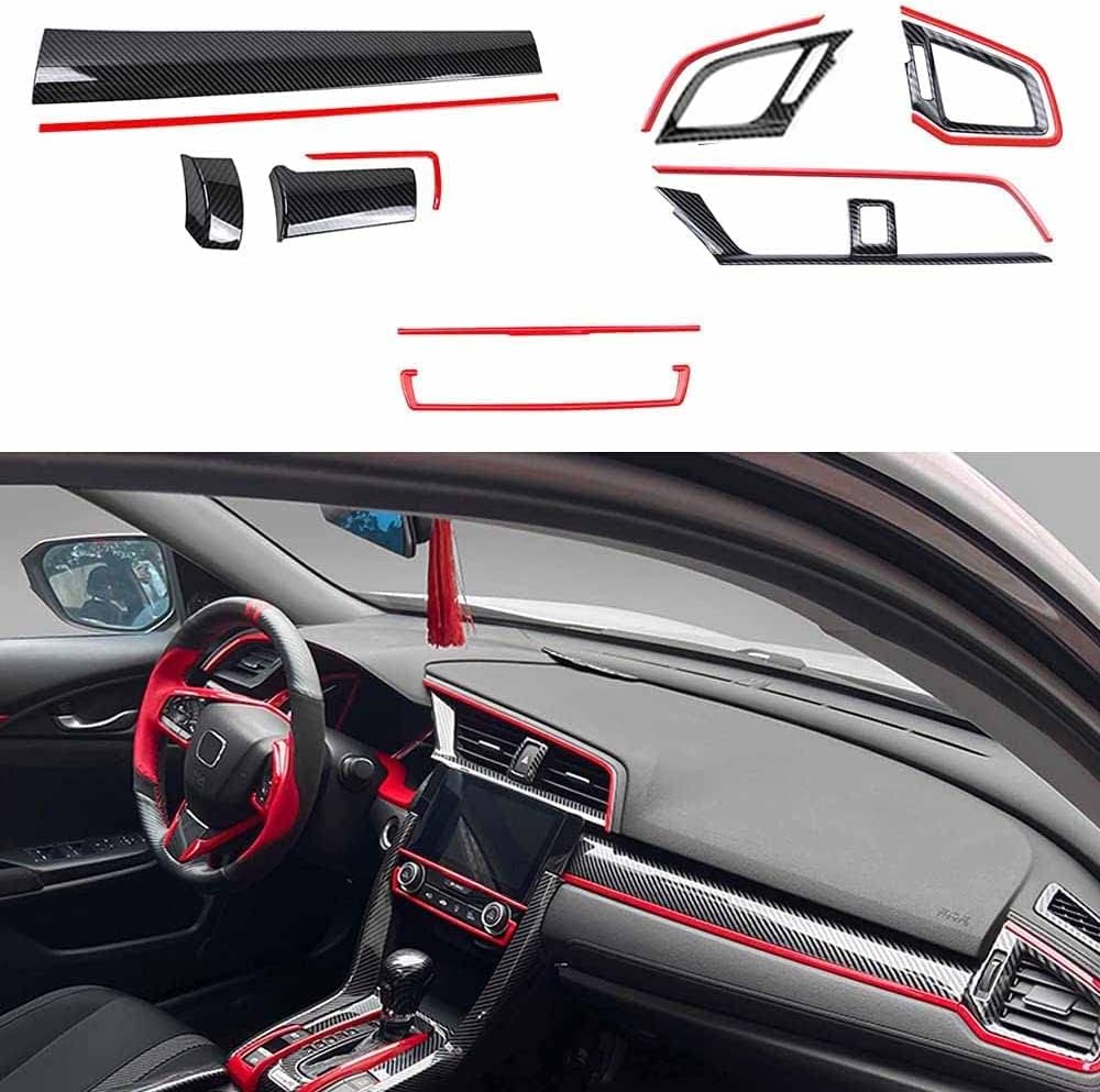 Carbon Fibre ABS Air Conditioning Outlet and Panel Instrument Panel for 10th Gen Honda Civic 2016 2017 2018 2019 2020 2021 C58008
