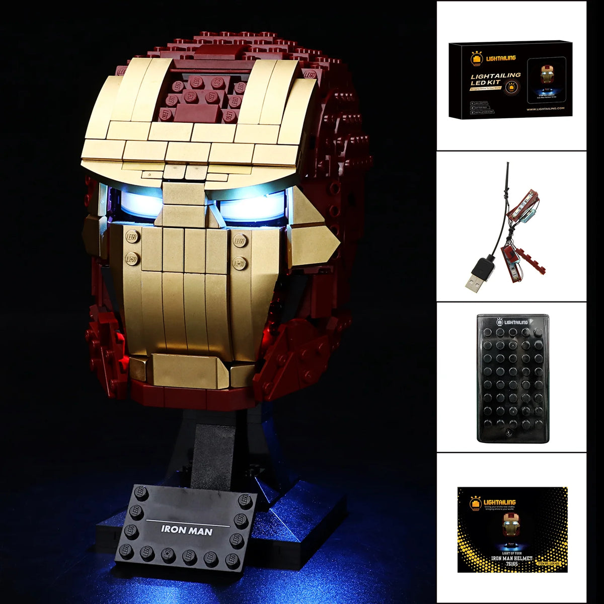 LED Lighting Set for Iron Man Helmet Building Blocks Model G16818