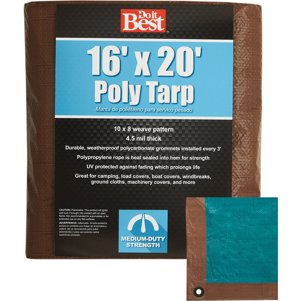 Green-1 Side Brown Woven 16 Ft. x 20 Ft. Medium Duty Poly Tarp P62322