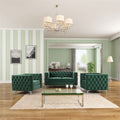 Dark Green 3-PC Velvet Loveseat and 2 Chairs Set W2456