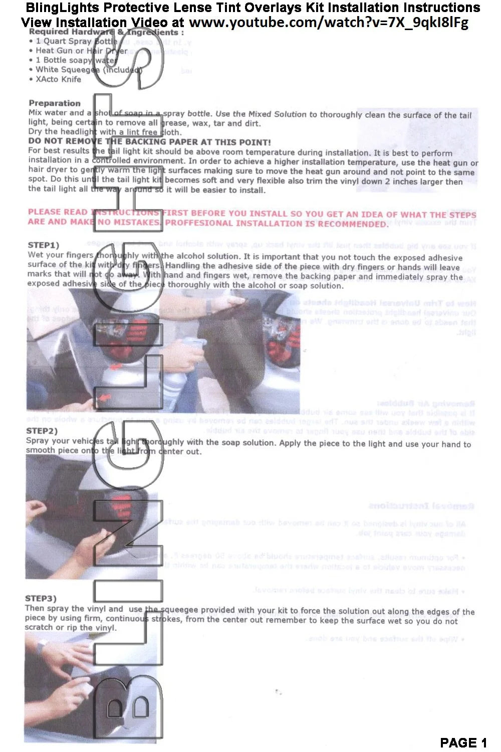 Tinted Protective Taillight Film Covers E847385
