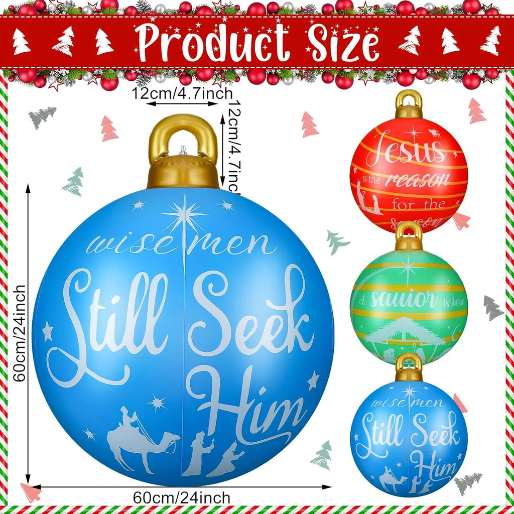 3 Pcs 24 Inch Giant Inflatable Christmas Ball PVC Outdoor Decorations K74759