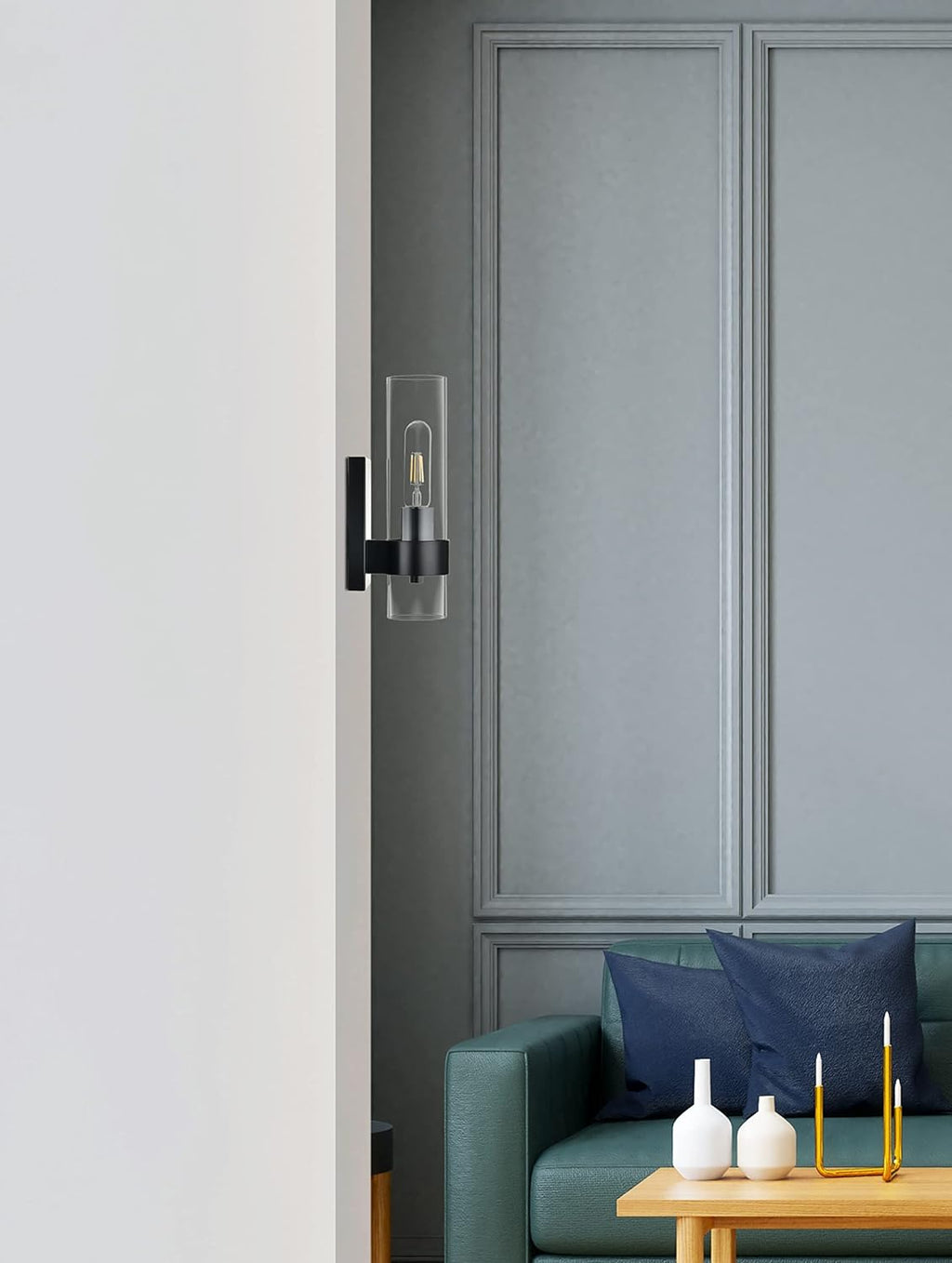 Black Glass Wall Sconce U3716