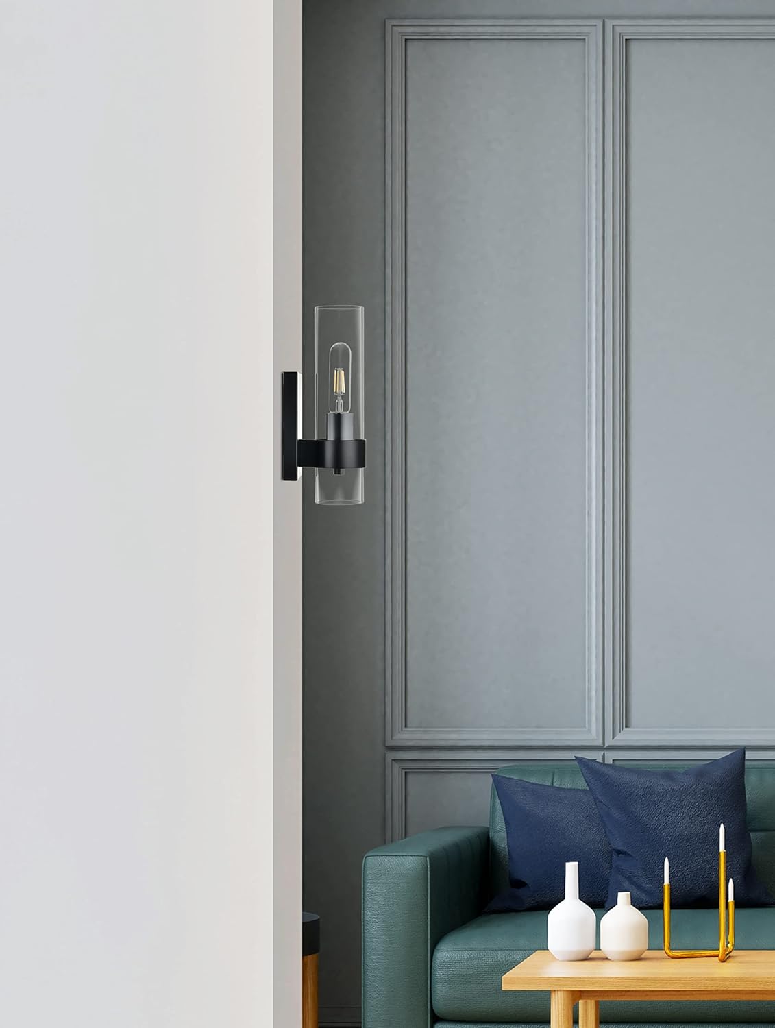 Black Glass Wall Sconce U3716