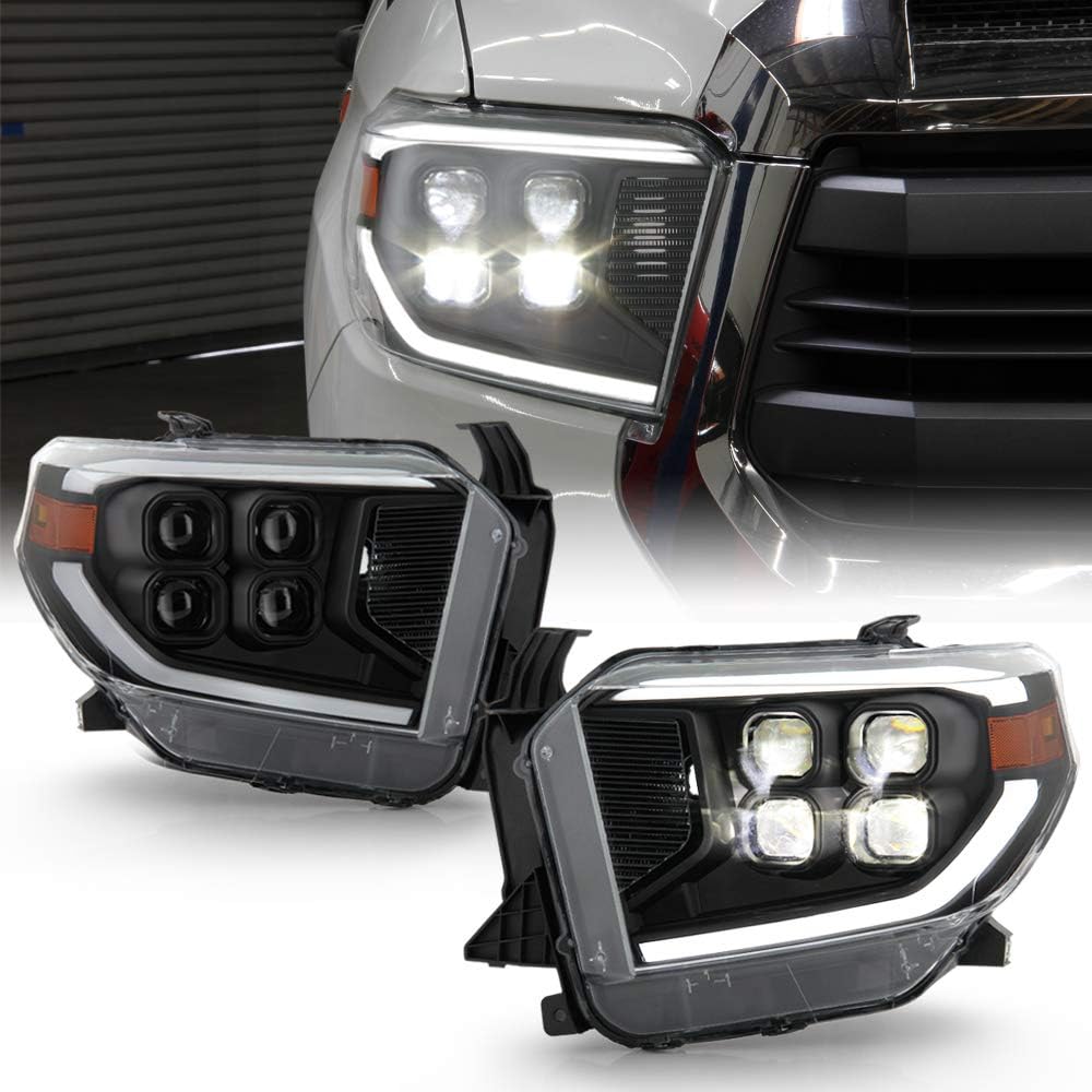 Black LED Quad Projector Headlights for 2014-2017 Toyota Tundra SR SR5 D71101