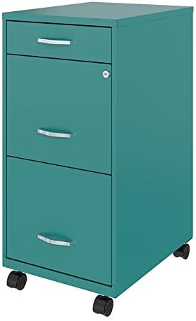 3 Drawer Metal Mobile File Cabinet with Lock, Letter Size, Silver F52668