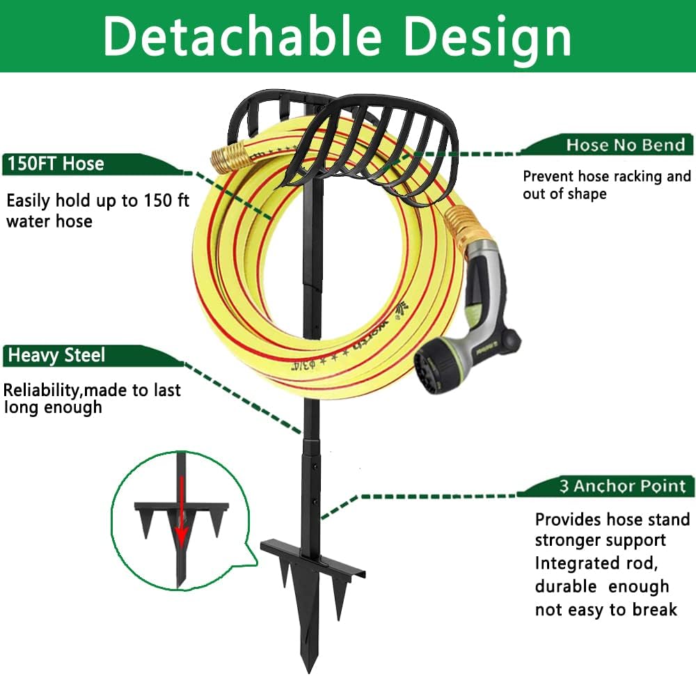Black Pack of 2 Freestanding Hose Holder Stand Rack K9885