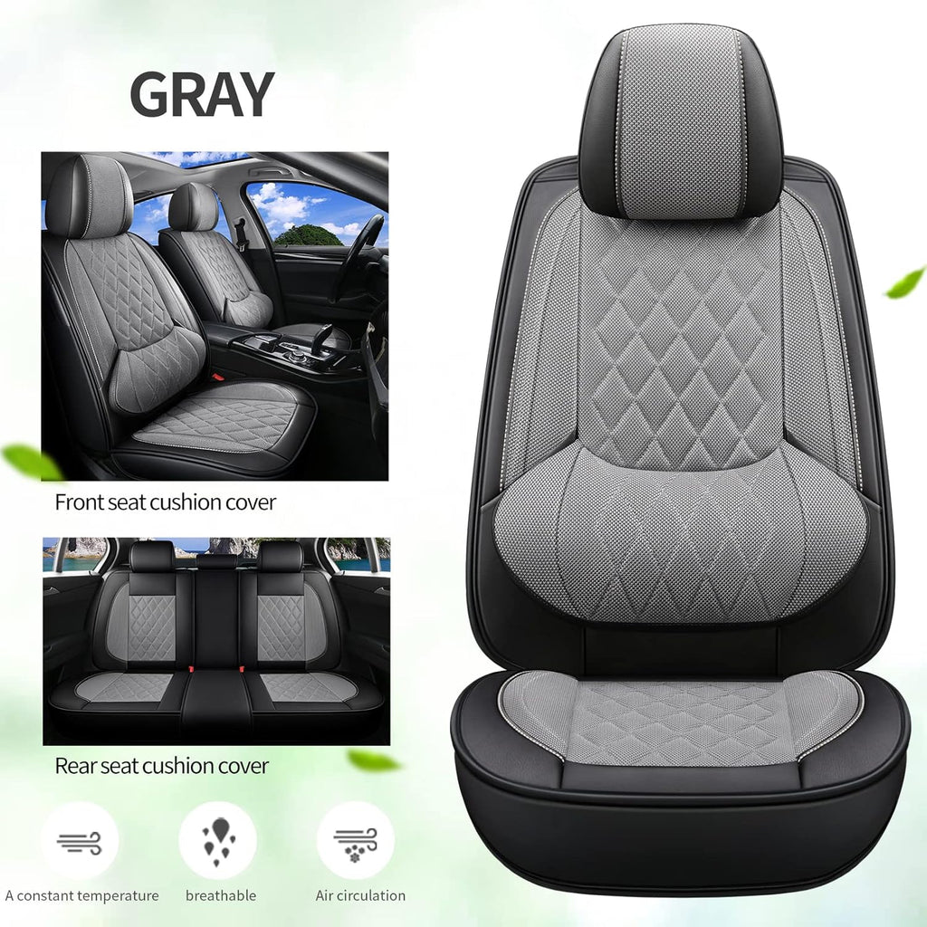 Beige Breathable Mesh Car Seat Cover 2 PCS Front Seat Y536090