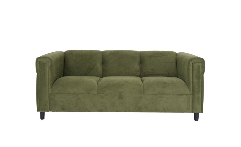 Moss Green Suede Black Sofa W94487