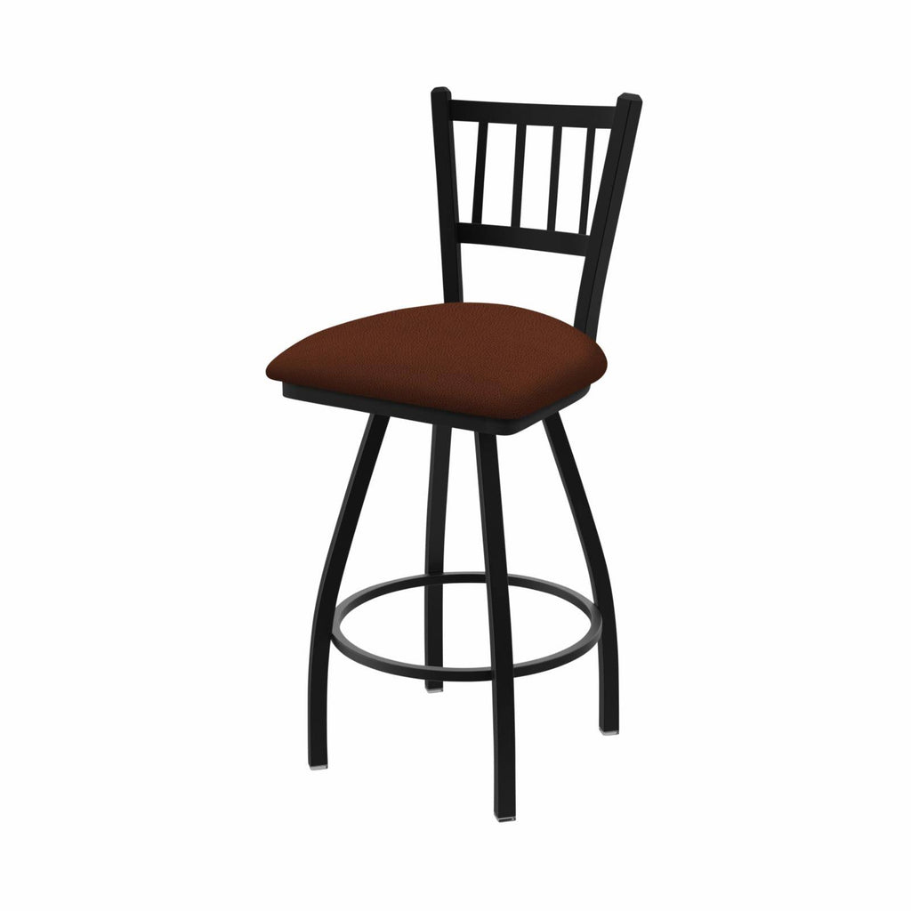 Anodized Nickel Swivel Stool with Adobe Seat I103