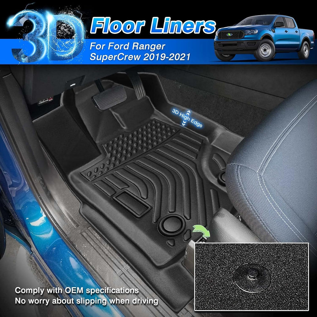 All Weather Floor Liners for Ford Ranger Super Crew TPE Q304