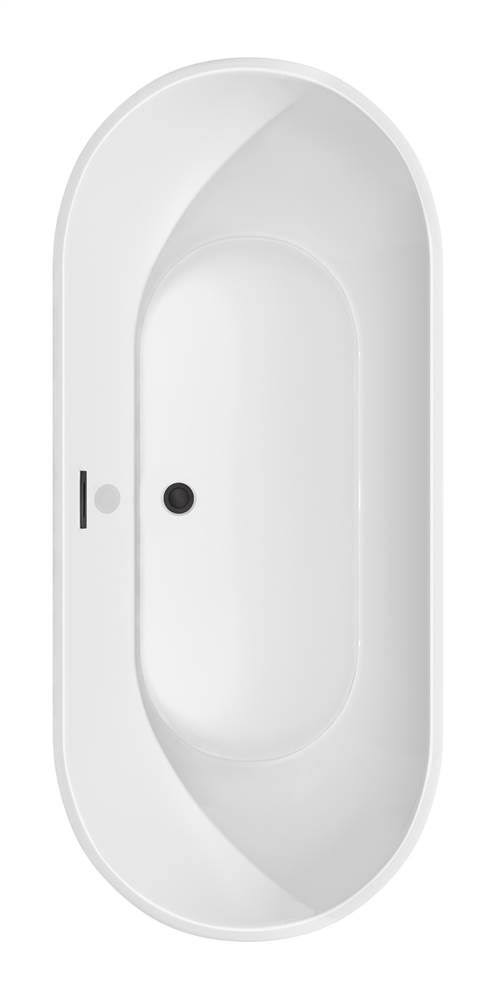 White Freestanding Bathtub with Matte Black Drain and Overflow Trim C5521