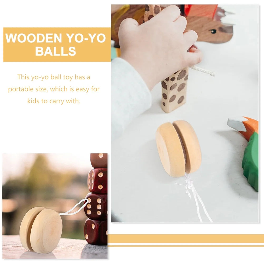 12Pcs Unfinished Wooden Yo-Yo Balls for DIY Hand Painting L6302