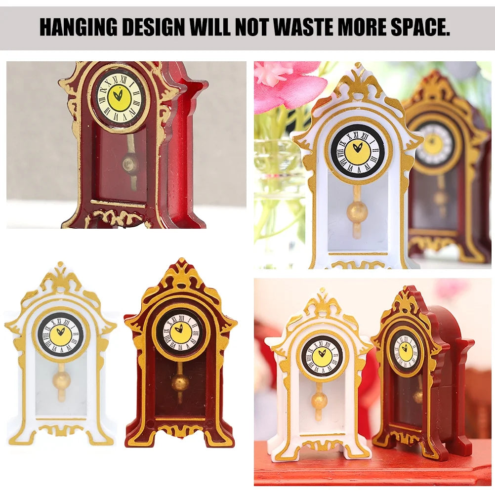 Mini Dollhouse Clock Vintage Resin Decor W631