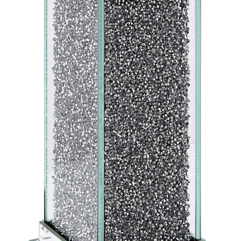Set of Two Clear Glass Candle Holder with Faux Crystals D531