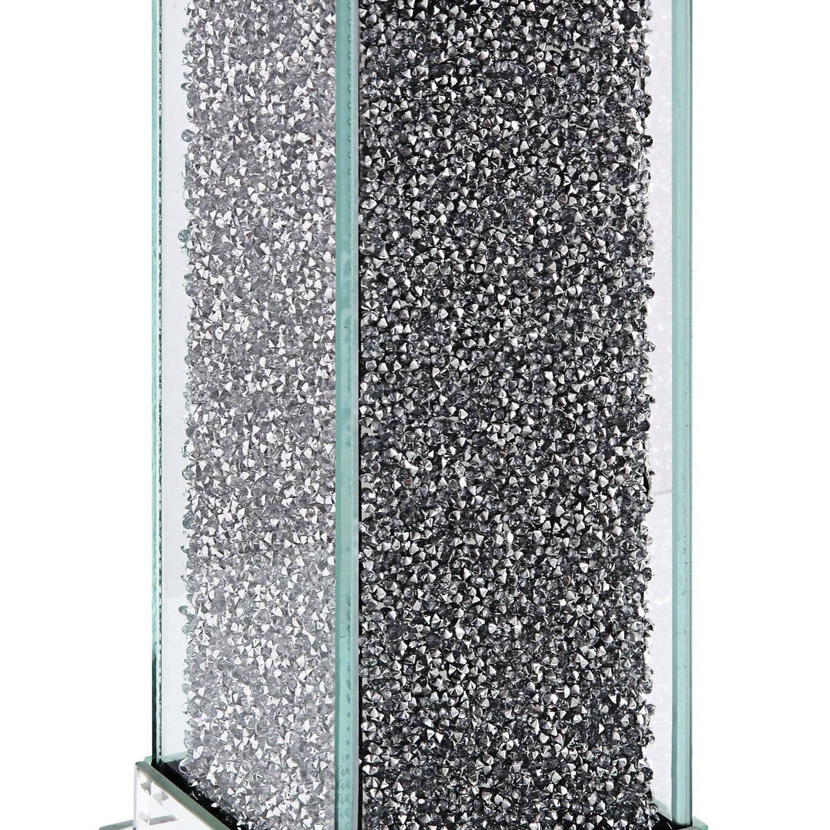 Set of Two Clear Glass Candle Holder with Faux Crystals D531