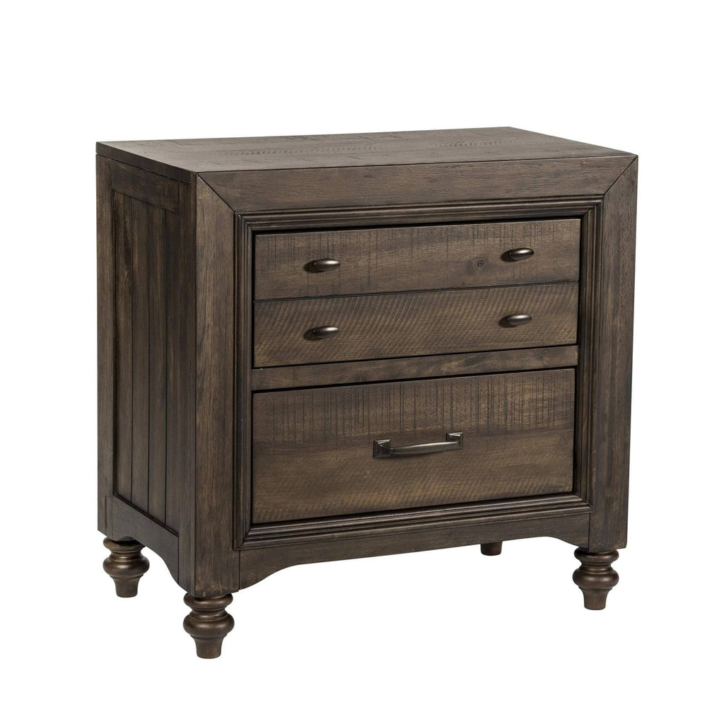 2 Drawer Nightstand, Dark Brown F34532