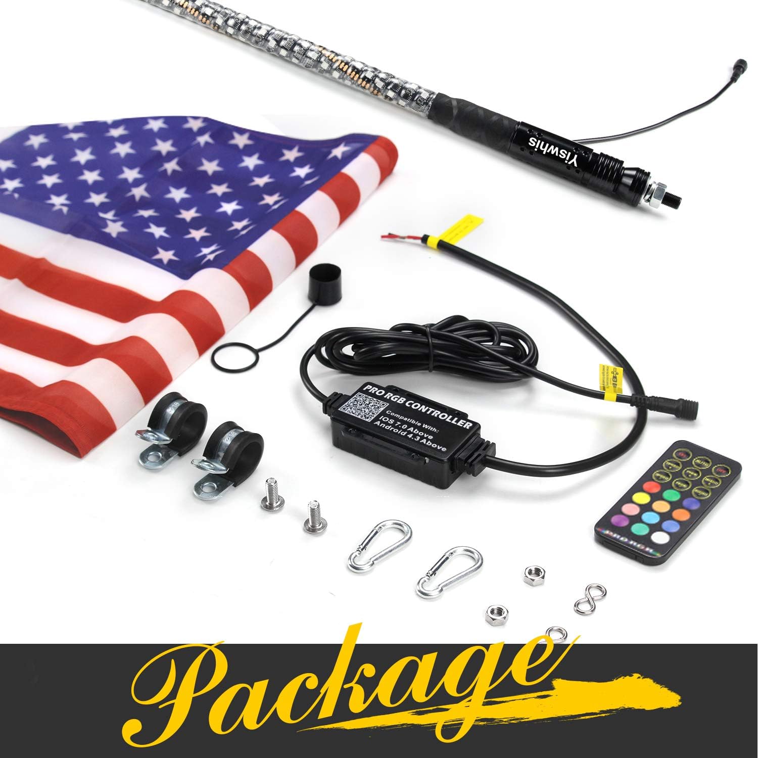 2 Pack 5FT Lighted Whips with Remote K872