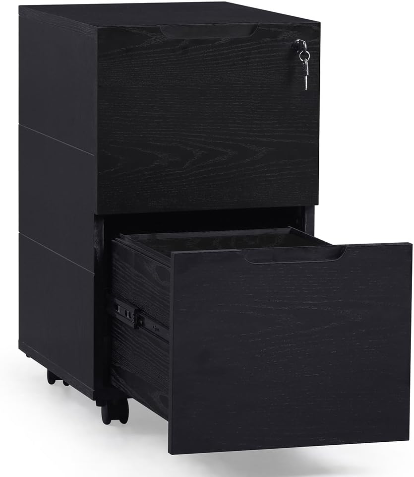 Black Oak 2 Drawer Mobile Filing Pedestal C685581