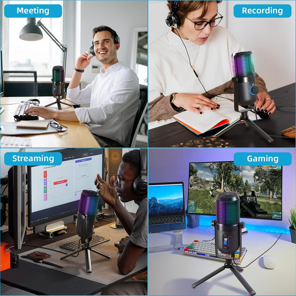 RGB Gaming Condenser Microphone with Tripod Stand, Cardioid, Pack of 2 X980