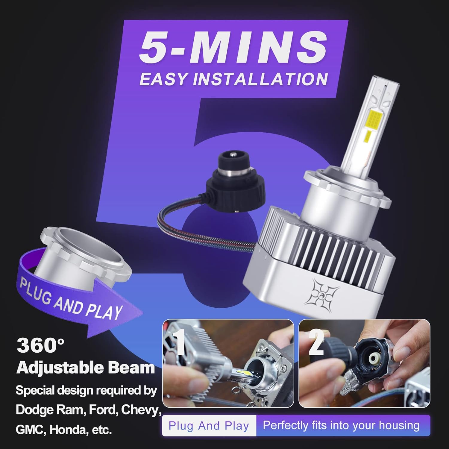 6000K Cool White LED Bulbs Pack of 2 T932