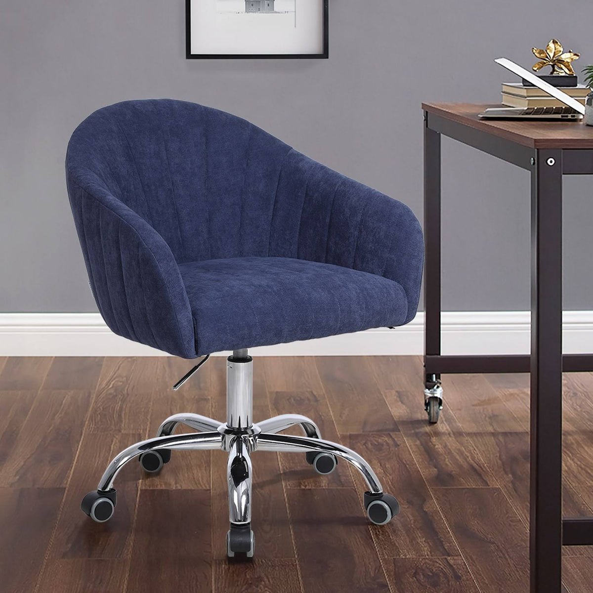 Camel Linen Upholstered Swivel Adjustable Height Task Chair Y587