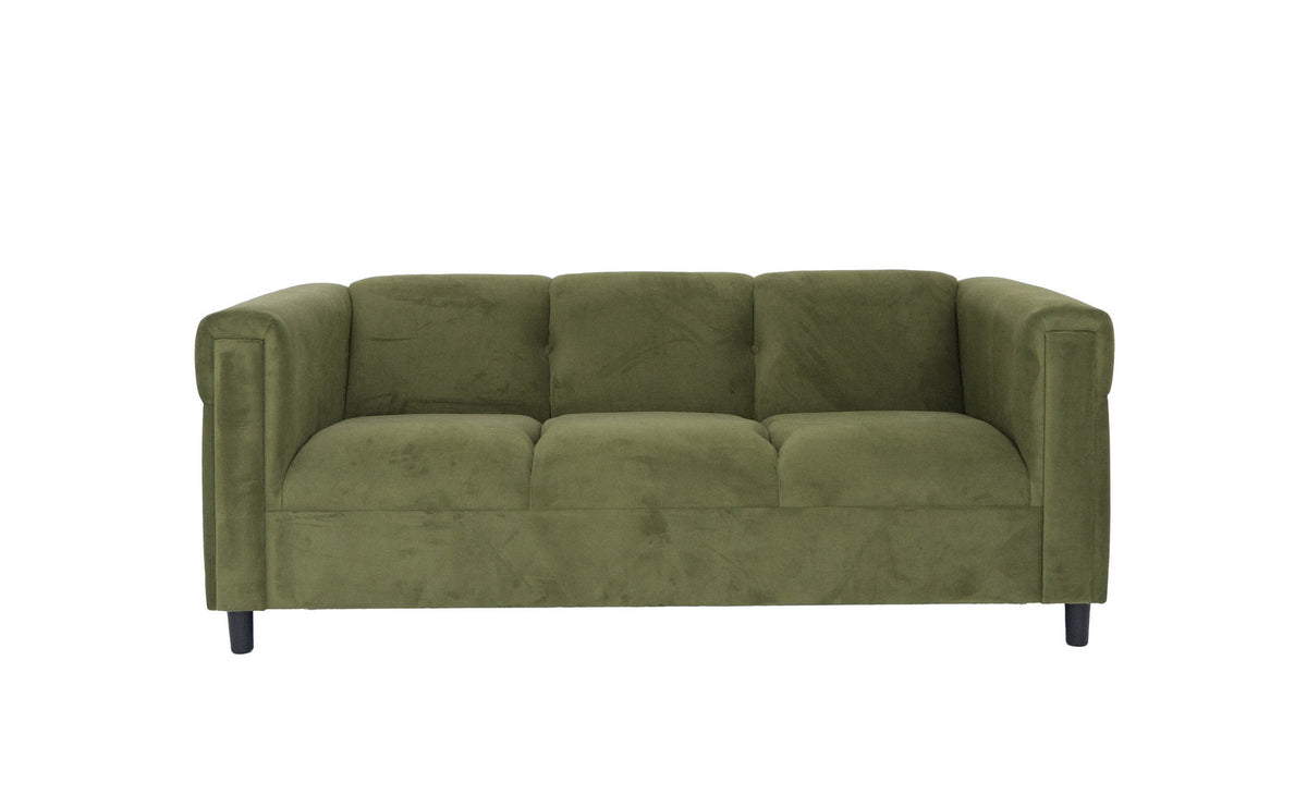 Moss Green Suede Black Sofa W94487