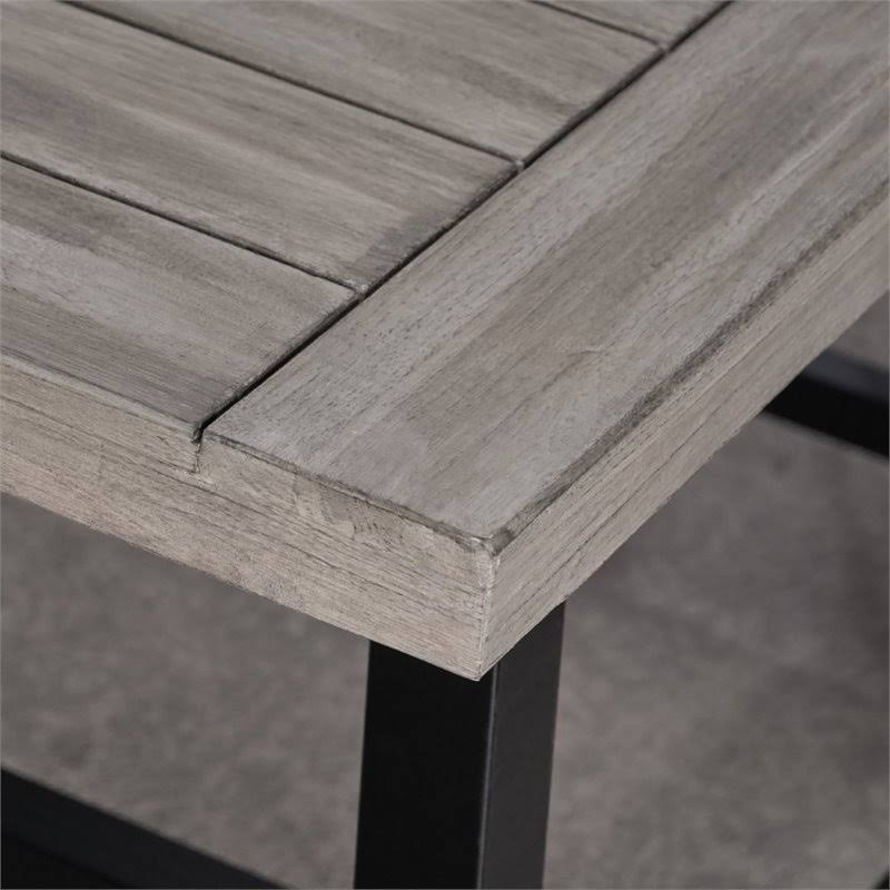 3 Piece Outdoor Acacia Wood Dining Set in Light Gray Z61930