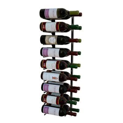 Satin Black 18 Bottle Wall Mounted Wine Rack I908345